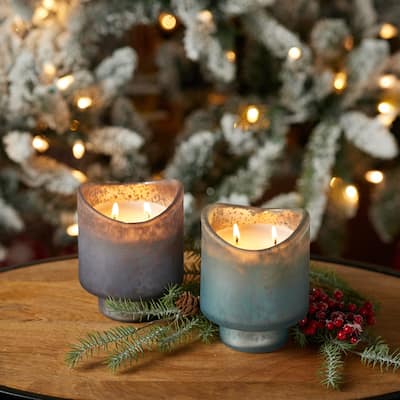 Red Currant Soy Wax Christmas Candles with Glass Holder - 5" - Set of 2