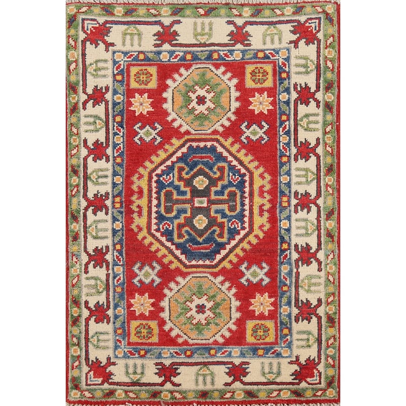 Red Kazak Oriental Accent Rug Handmade Wool Carpet - 2'1"x 2'10"