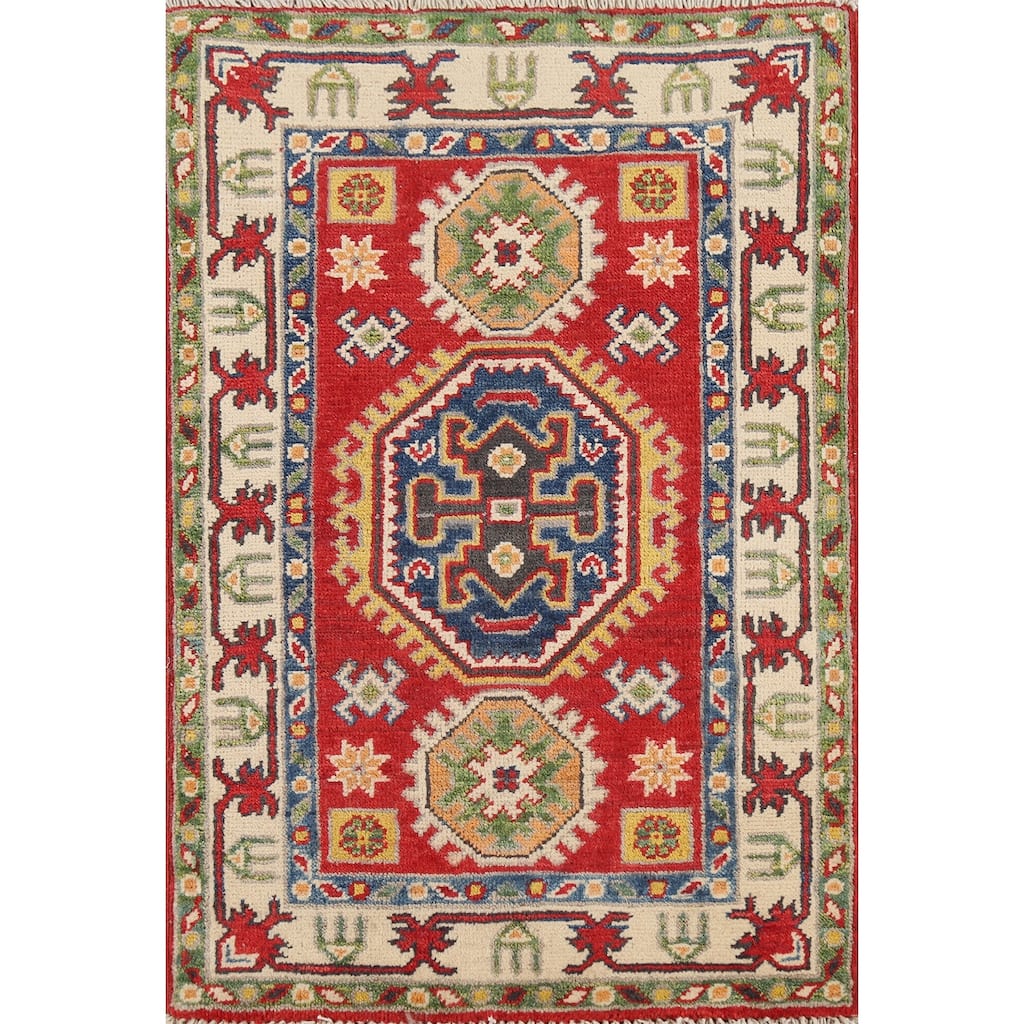Red Kazak Oriental Accent Rug Handmade Wool Carpet - 2'1"x 2'10"