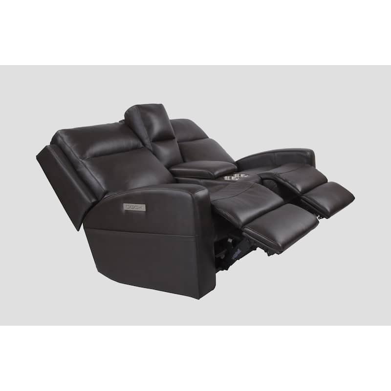 URlivingroom Top Grain Leather Power Reclining Loveseat with Console Storage, USB Charge Port - 79.5"W*39.25D*40.5"H