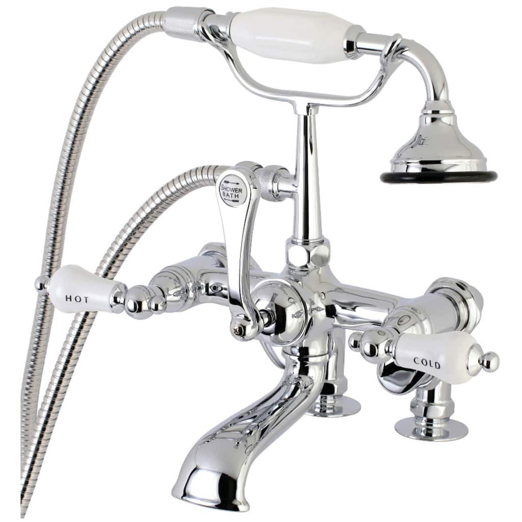 Kingston Brass Vintage Deck Mounted Clawfoot Tub Filler with Built-In - Polished Chrome