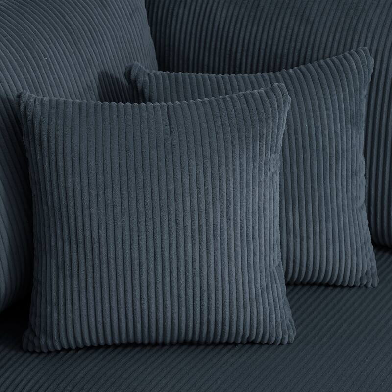 Corduroy Throw Pillow Striped Pillow for Couch Set of 2 - NAVY