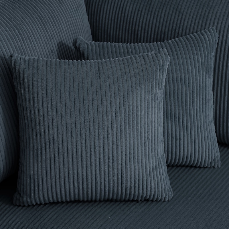 Set of 2 Modern Square Corduroy Accent Throw Pillow