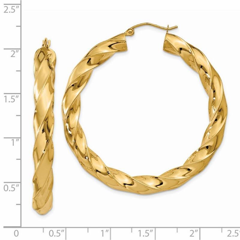 Curata 14k Yellow Gold Polished 33x4.25mm Twisted Hoop Earrings