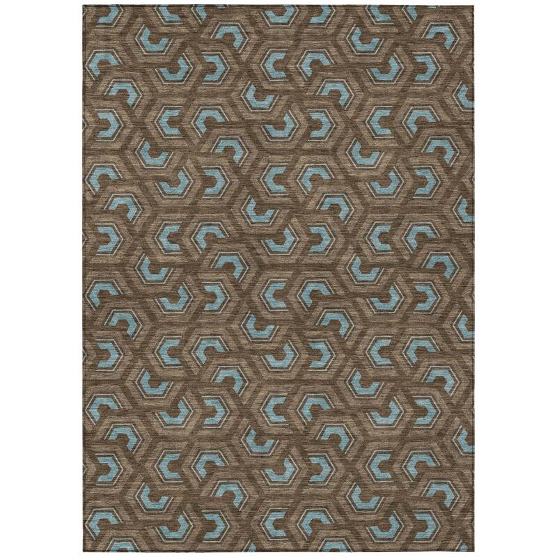 Machine Washable Indoor/ Outdoor Modern Zoa Chantille Rug