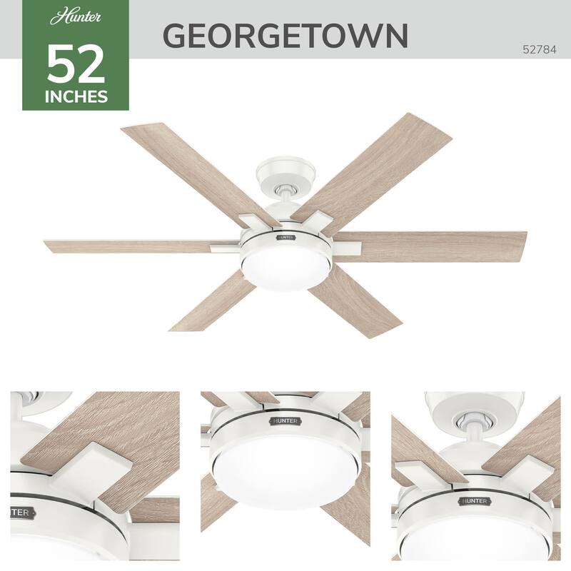 Hunter 52" Georgetown ENERGY STAR® Ceiling Fan w/ LED Light, Remote - Contemporary - Easy Install!