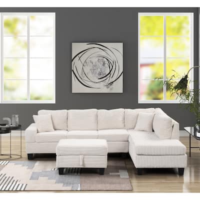 Cozy Modern & Contemporary Style Sectional Sofa Made with Wood & Upholstered Velvet