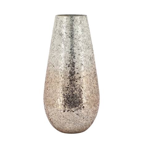 12" Crackled Vase, Champ Ombre 12.0"H