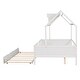 preview thumbnail 4 of 18, Full Size House Bed with Trundle, Wood Kids Full Bed with Roof and Guardrails, Playhouse Beds Frame Full for Kids