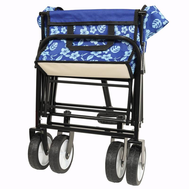 Minimeetall Colorful Collapsible Wagon Cart with Strapping System - Beach Wagon, Utility Cart