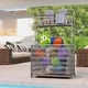 preview thumbnail 27 of 25, Outsunny Wicker Pool Float Storage Organizer, PE Rattan Pool Float Holder with Basket Shelf Towel Bars, Rolling Pool Caddy