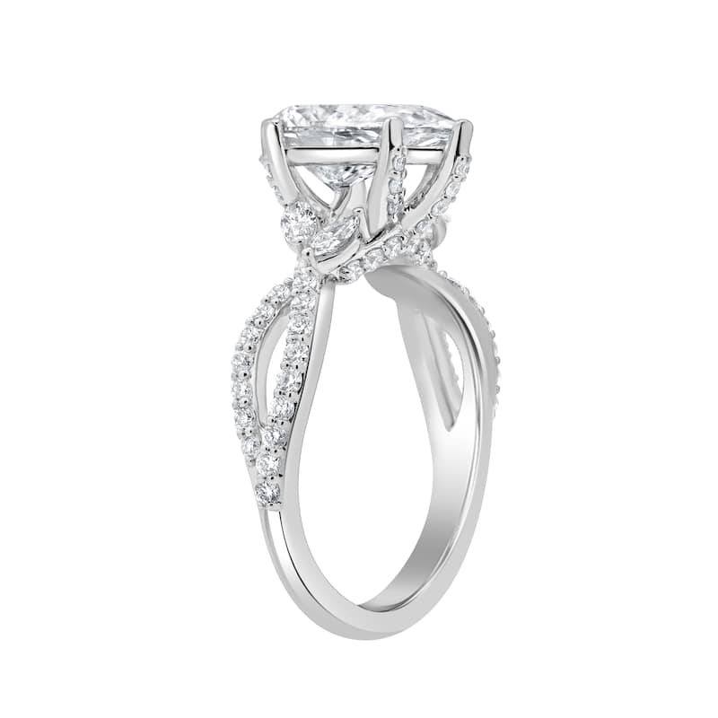 Auriya 14k Gold 5 3/4ctw Pear-Shaped Lab grown Twisted-Vine Diamond Engagement Ring (E-F VS)