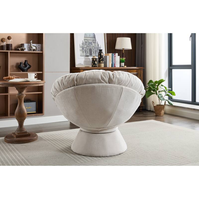 Oversized Swivel Accent Chair, 360-Degree Swivel Barrel Chair, Papasan Chair for Living Room and Bedroom Comfort