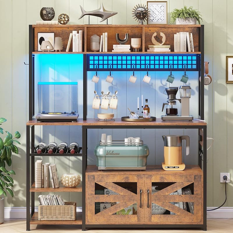 Baker's Rack Coffee Bar Cabinet Microwave Stand Kitchen Cabinet