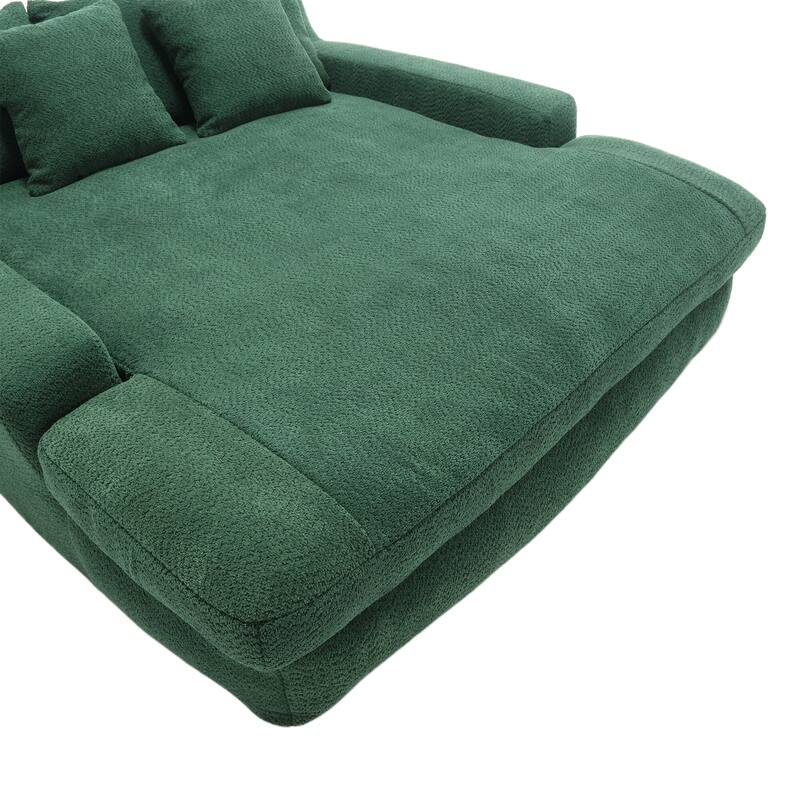 Seersucker 2-seater lazy sofa bed With 2 back pillows , 2 toss pillows,Comfy Sofa- Deep Seat Couch