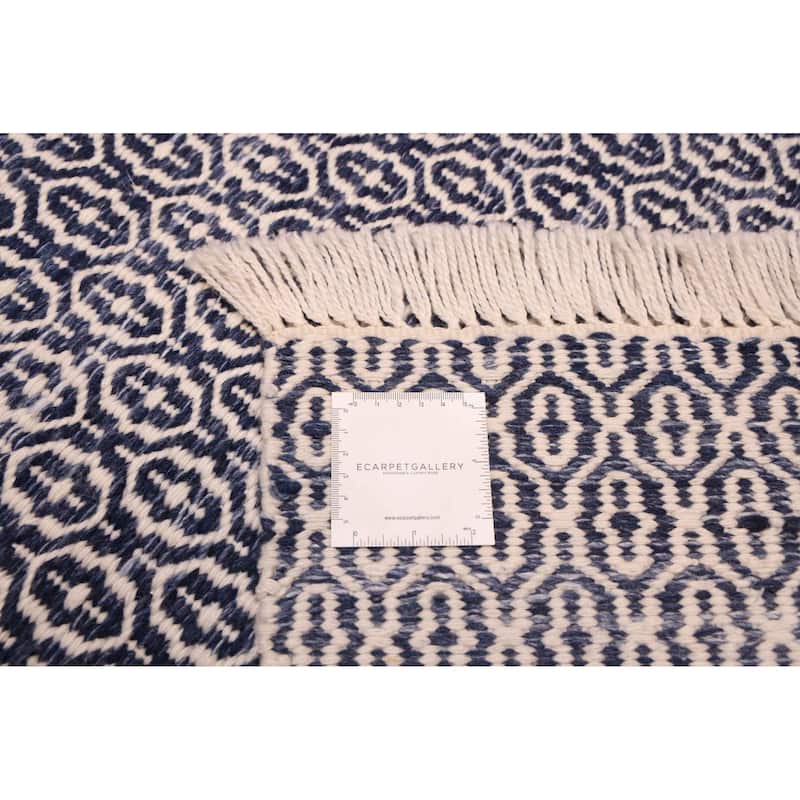 ECARPETGALLERY Flat-Weave Nevada Navy Wool Kilim - 5'1 x 7'4