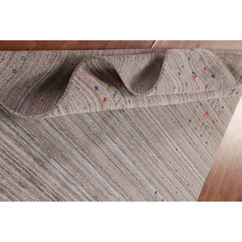Striped Gabbeh Oriental Area Rug Hand-Knotted Wool Carpet - 4'11"x 8'0"