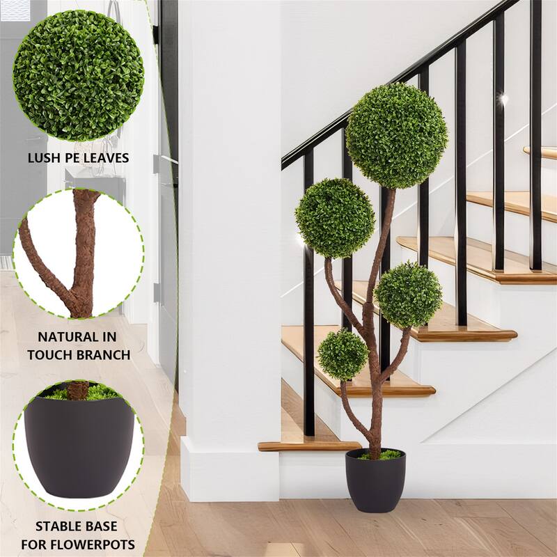 4FT Tall Artificial Boxwood Topiary Tree