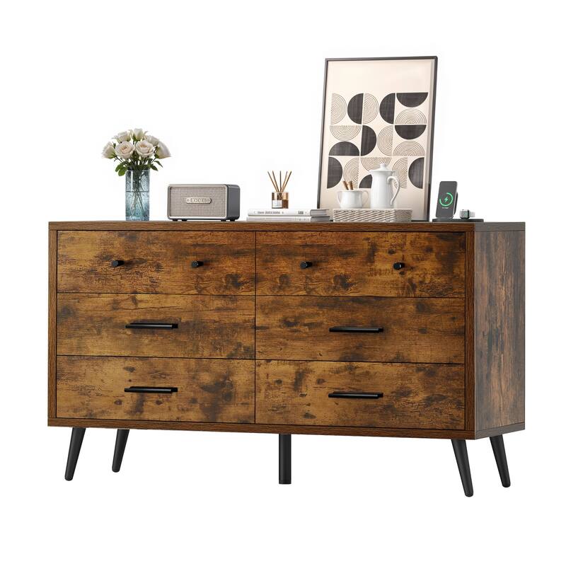 Moasis 47" W 6 Drawers Double Dresser for Bedroom, Chests of drawers