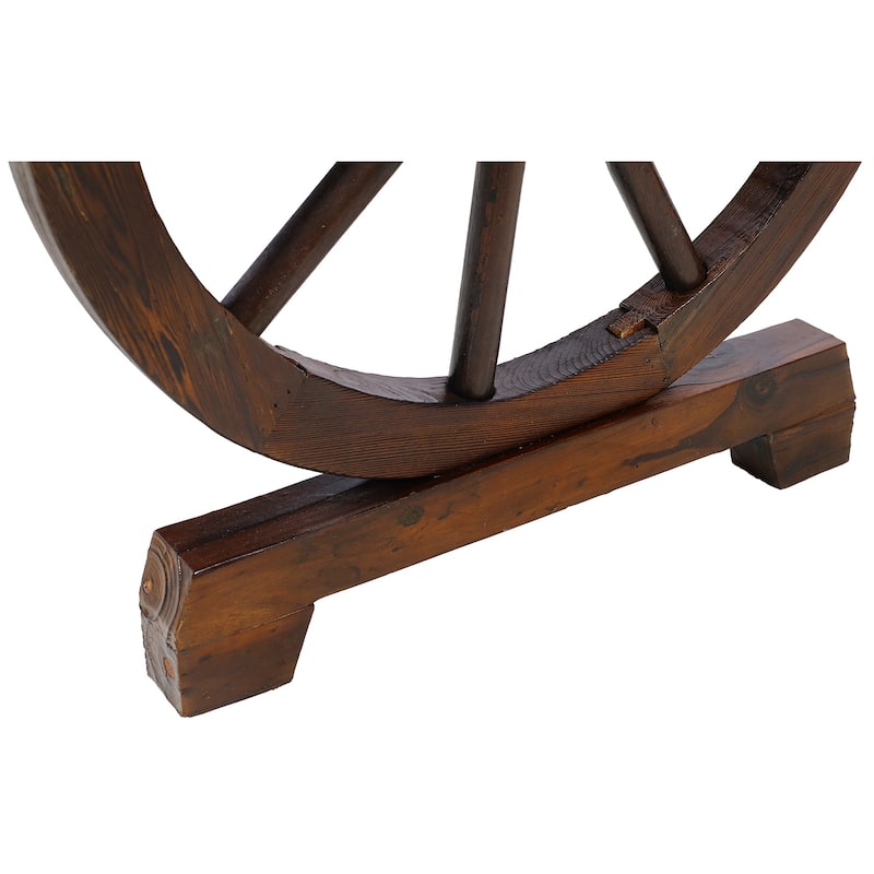 Rustic Wagon Wheel Bench, 2-Seater Wooden Outdoor Furniture for Garden