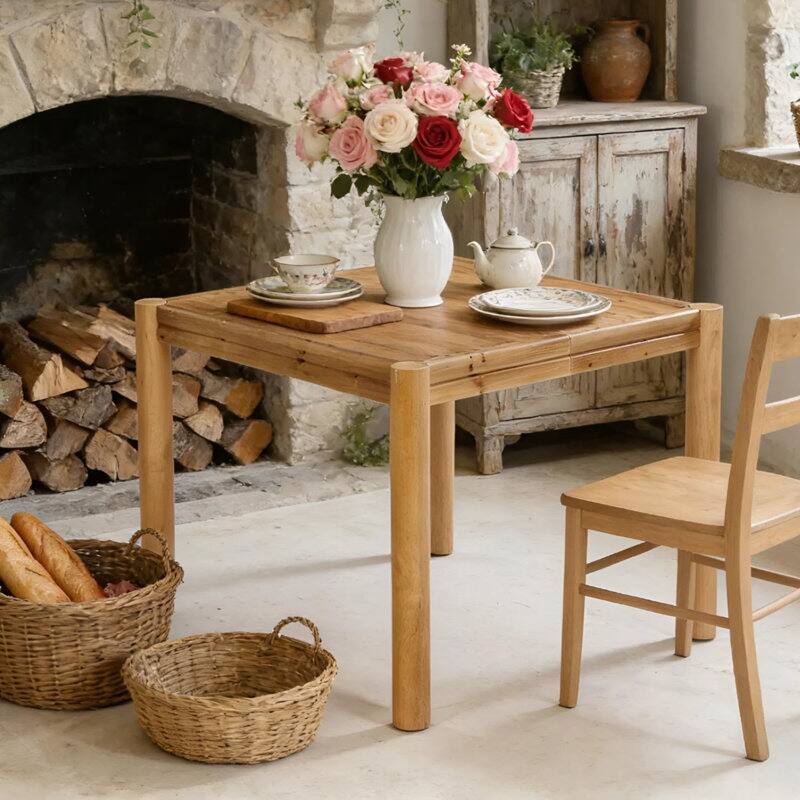 39.37'' Square Solid Wood Dining Table, Small Kitchen Room Table for 4 - Brown