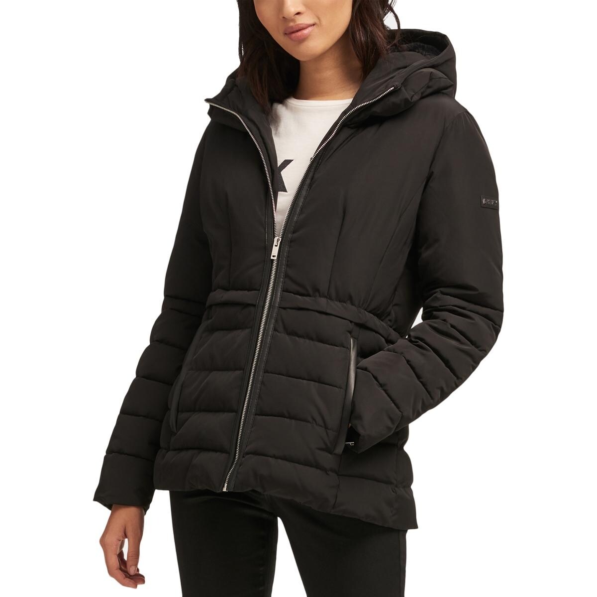 Shop Dkny Womens Puffer Coat Mixed Media Winter Overstock 30329502