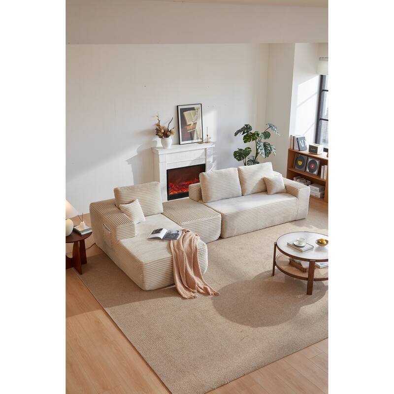 104"Cloud Sectional Couch with U-Shaped Chaise,Modern Modular Sofa with Deep Seat, Upholstered Couches - Beige