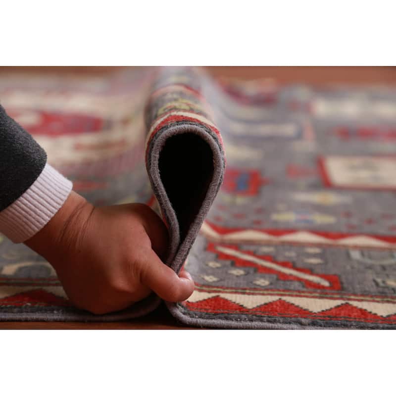 Hand Knotted Oriental 100% Wool Carpet Traditional Medallion Greys & Charcoal Kazak Area Rug - 9' 3'' X 8' 3''