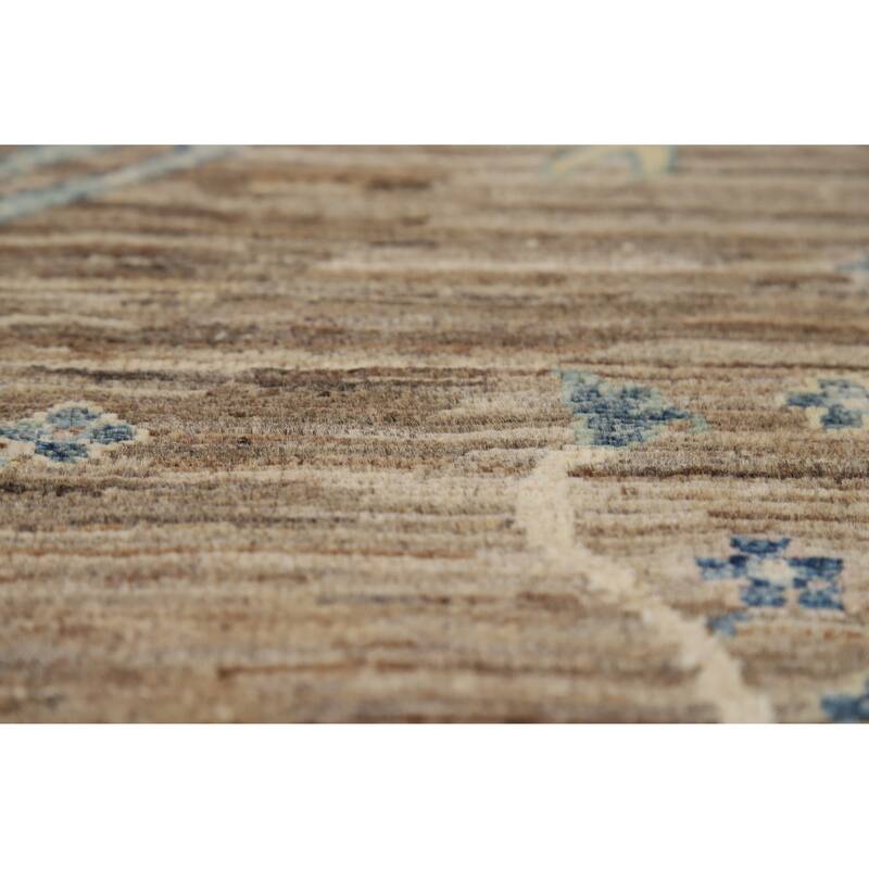 Hand Knotted Oriental 100% Wool Carpet Transitional Floral Brown Oushak Area Rug - 10' 0'' X 7' 10''