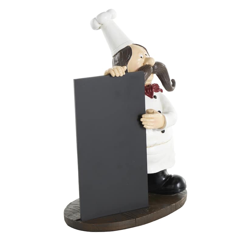 Polystone Chef Decorative Sculpture with Chalkboard - Black - Roche River Decor