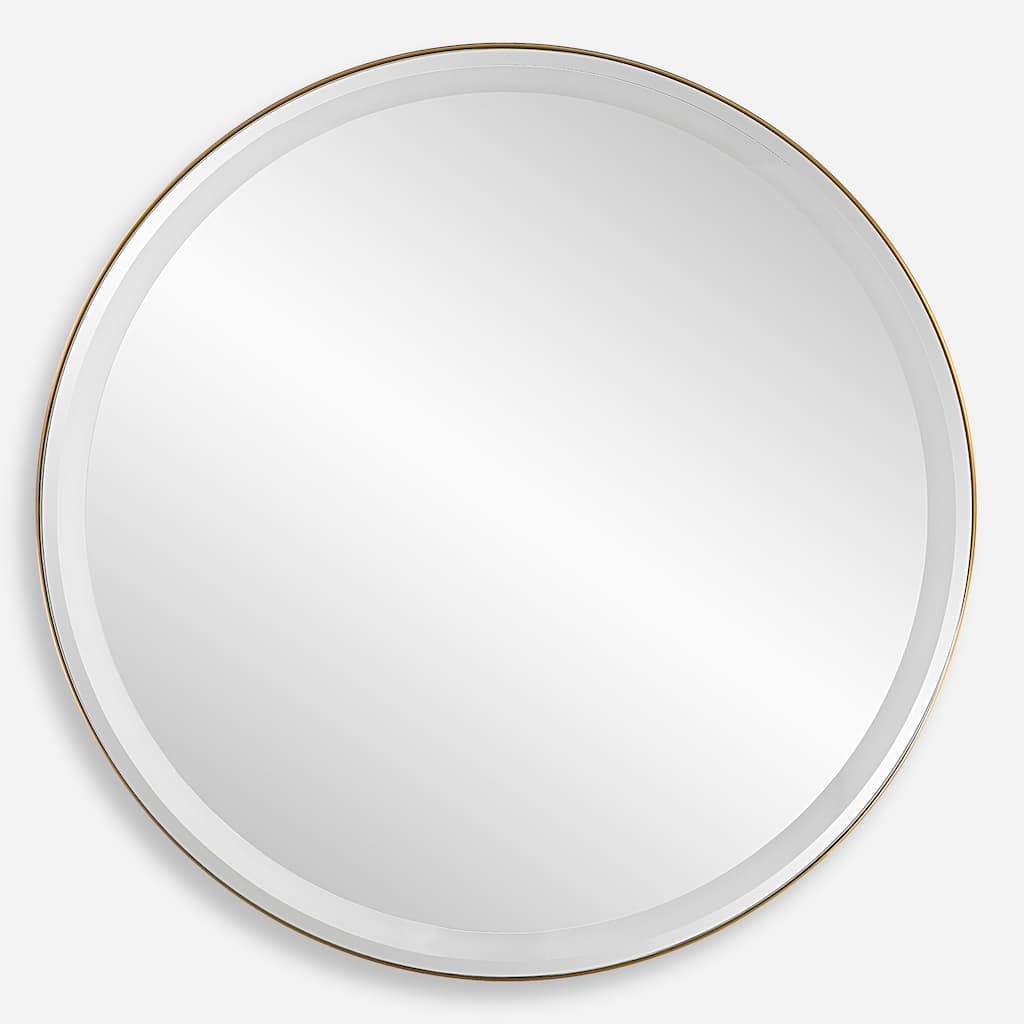 Uttermost Crofton Lighted Brass Round Mirror - 32"W x 32"H x 2.13"D