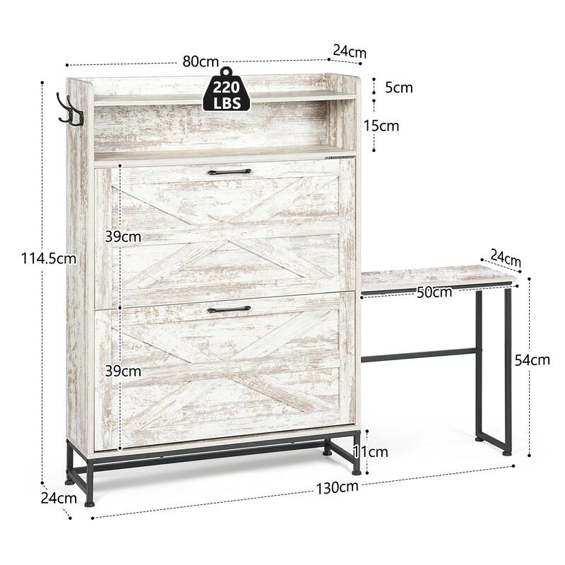 Shoe Cabinet, Entry Home Shoe Cabinet, Entrance Balcony Storage Cabinet, Large Capacity Shoe Rack, White