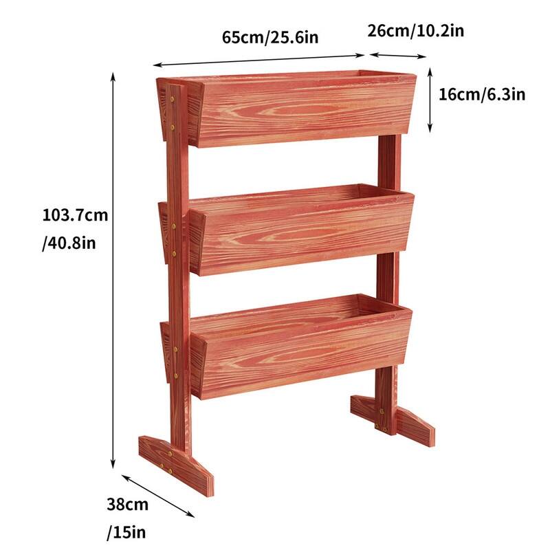 Vertical Raised Garden Bed with 3 Containers, Elevated Freestanding Herb Planter Box Growing Vegetable, Strawberry, Flower