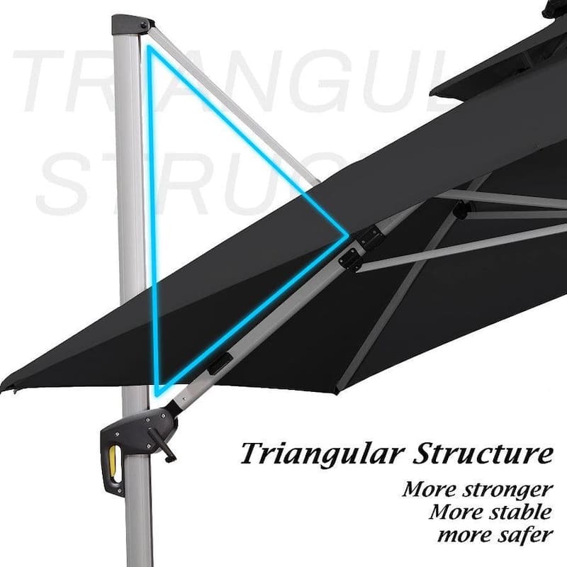 PURPLE LEAF 9 x 12 ft Double Top LED Rectangle Patio Cantilever Umbrella