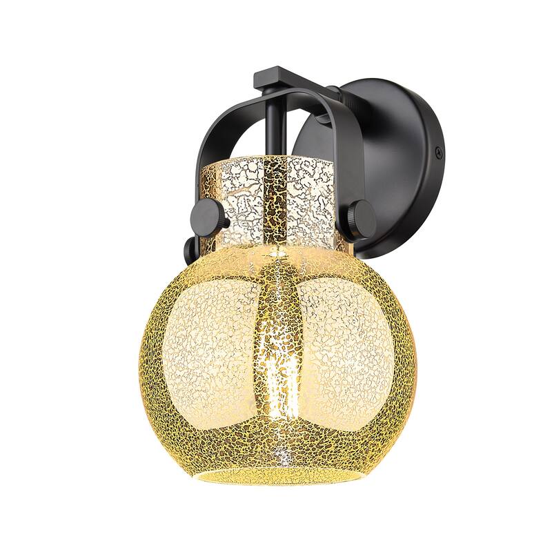 Innovations Lighting 423-1W-10-7 Pilaster II Sphere Sconce Pilaster II - Matte Black / Mercury