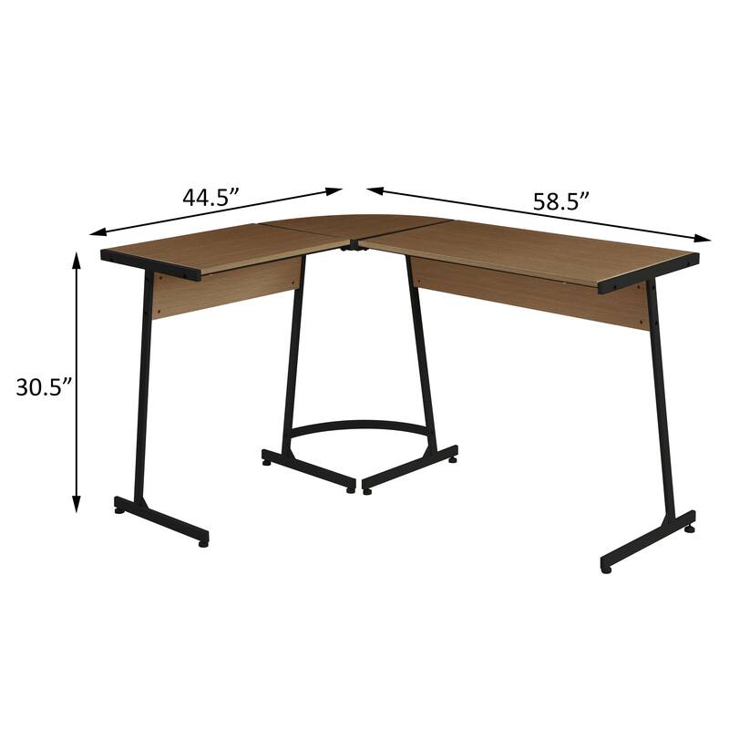 Contemporary L-Shaped Desk with Beveled Edge Design and Computer Holder for Flexible Workspaces
