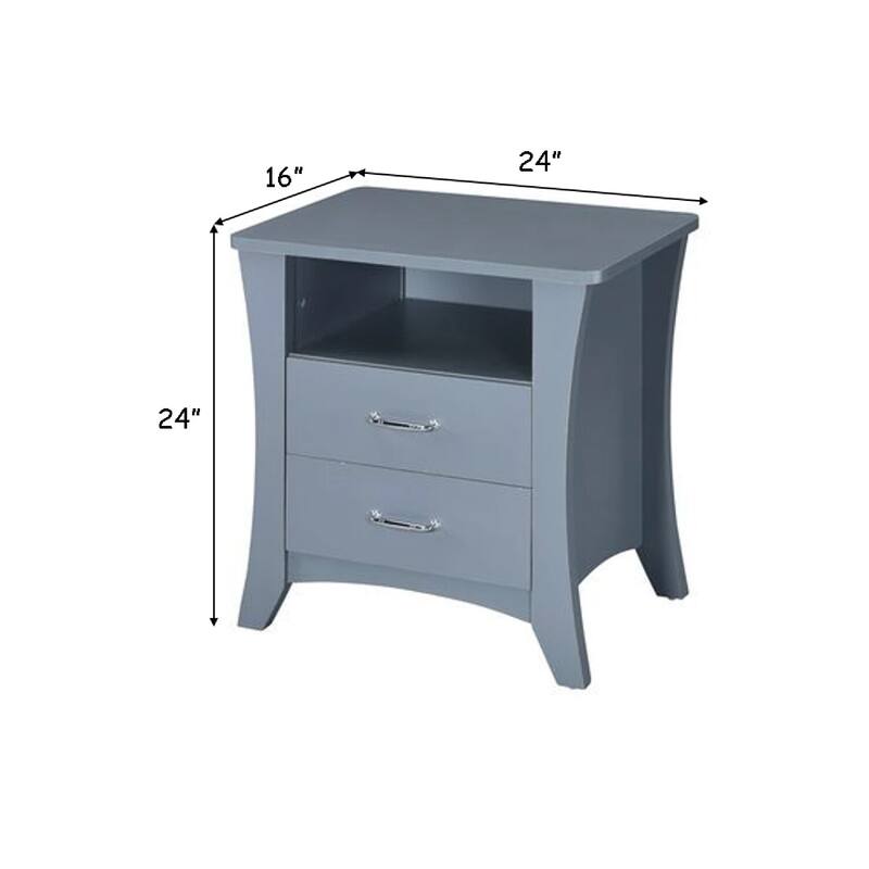 24 in. Gray Rectangle Wood End Table with Storage Drawer for Convenience