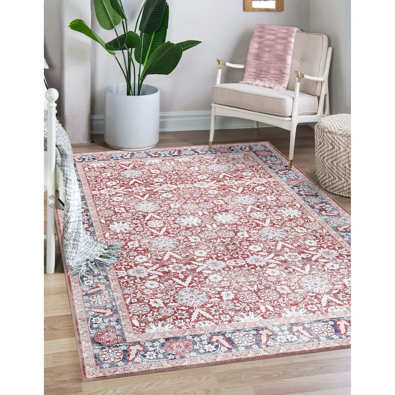 Vintage Traditional Machine Washable Non Slip Area Rugs for Living Room Bedroom Kitchen - 9x12 - Brown