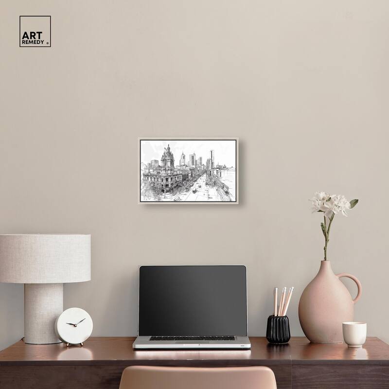 Collins Street Sketch Canvas by Art Remedy