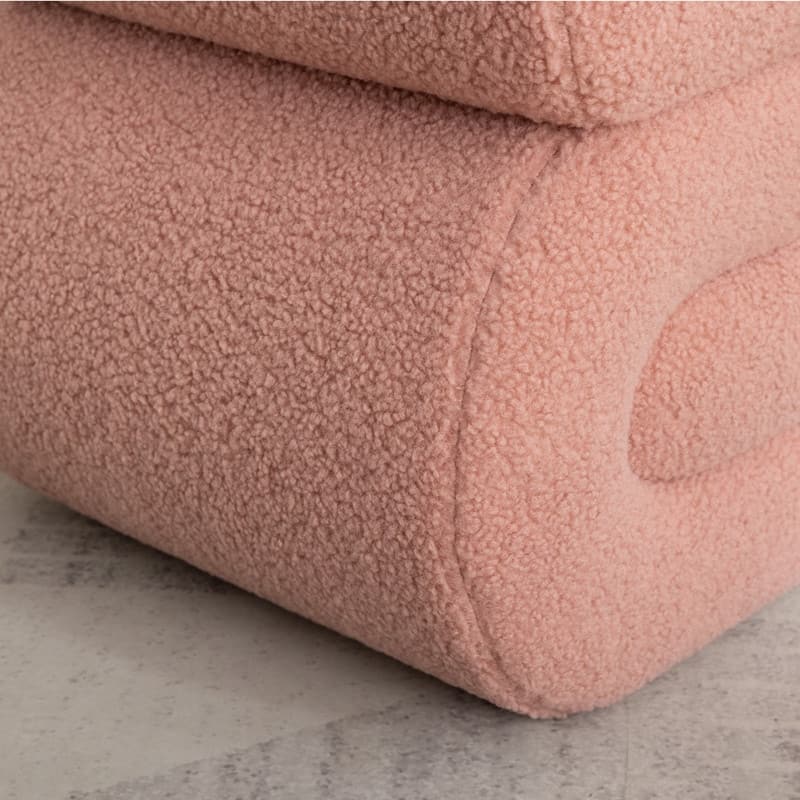 Teddy Fabric S-shape Ottoman Makeup Stool Footstool