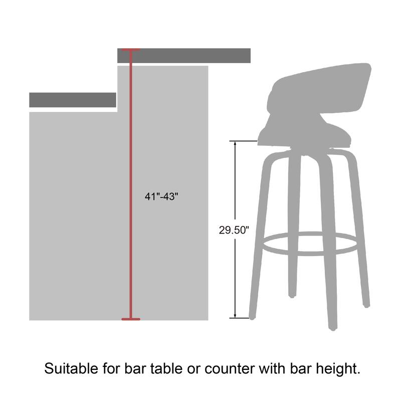 Glitzhome Set of 4 Modern Counter or Bar Height Faux Leather Swivel Pub Stools