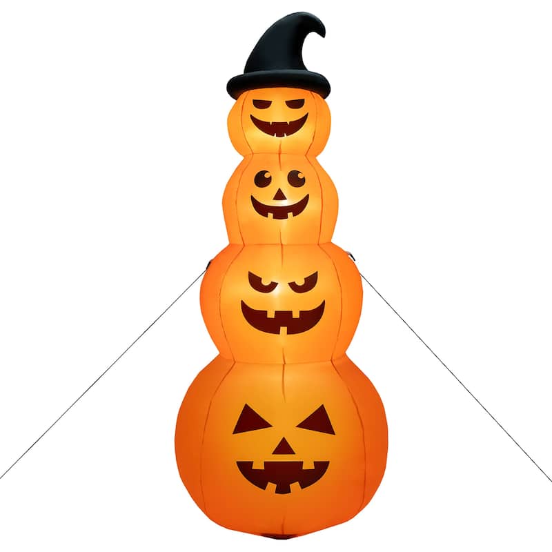 Gymax 8 ft Inflatable Halloween Pumpkins Stack Holiday Decor w/