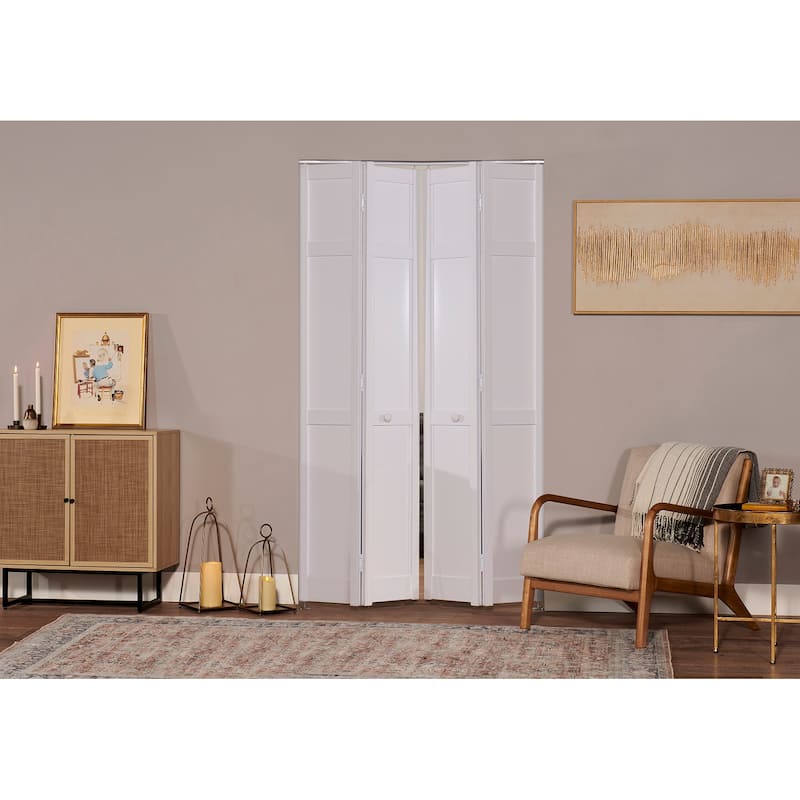 Seabrooke Shaker Style White PVC 48-inch Double Bifold Door