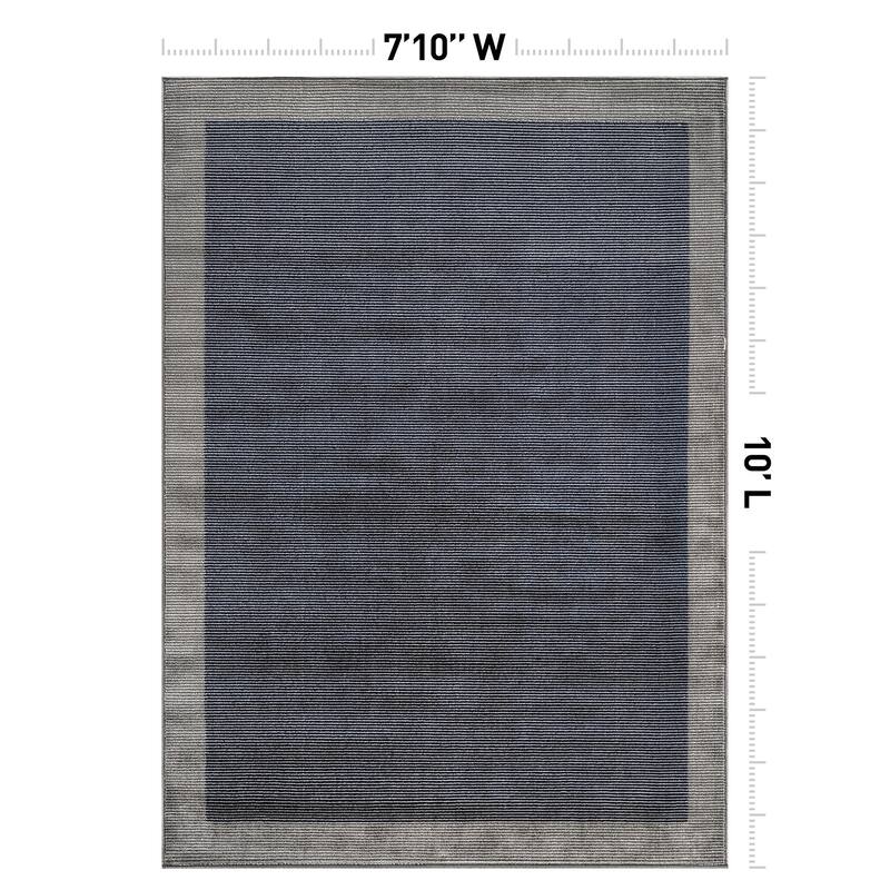 Modern Geometric Stripe Bordered Area Rug for Living Room, Bedroom, or Entryway - Low Pile Indoor Rug