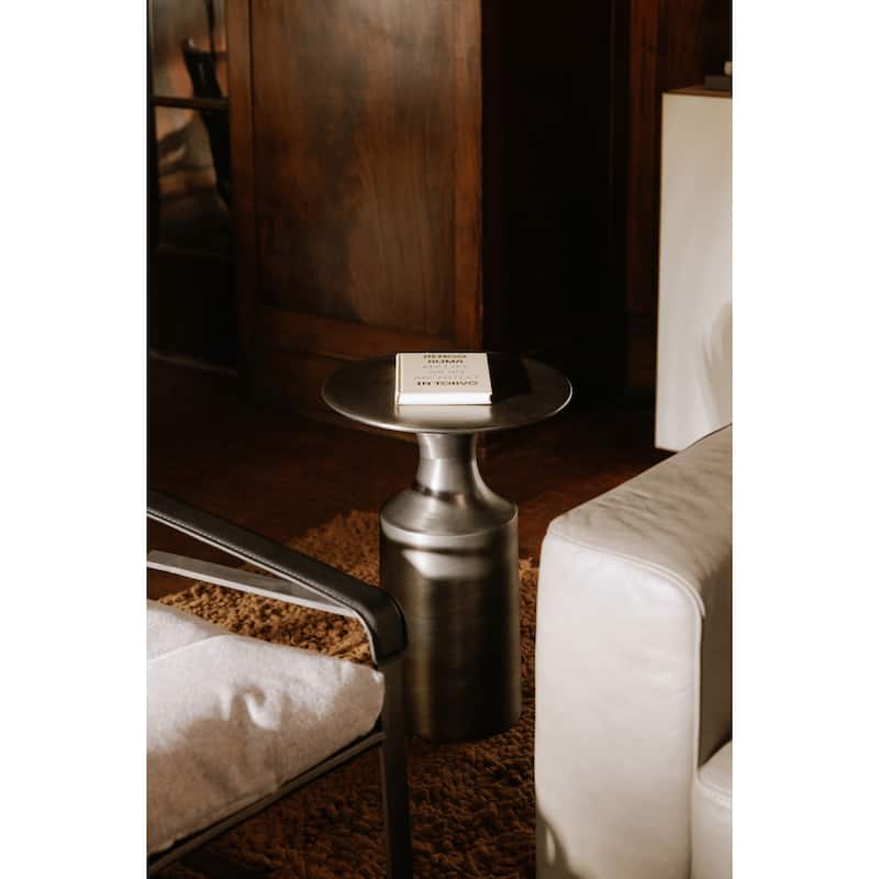 Aurelle Home Art Deco Aluminum Pedestal Accent Table - Zinc