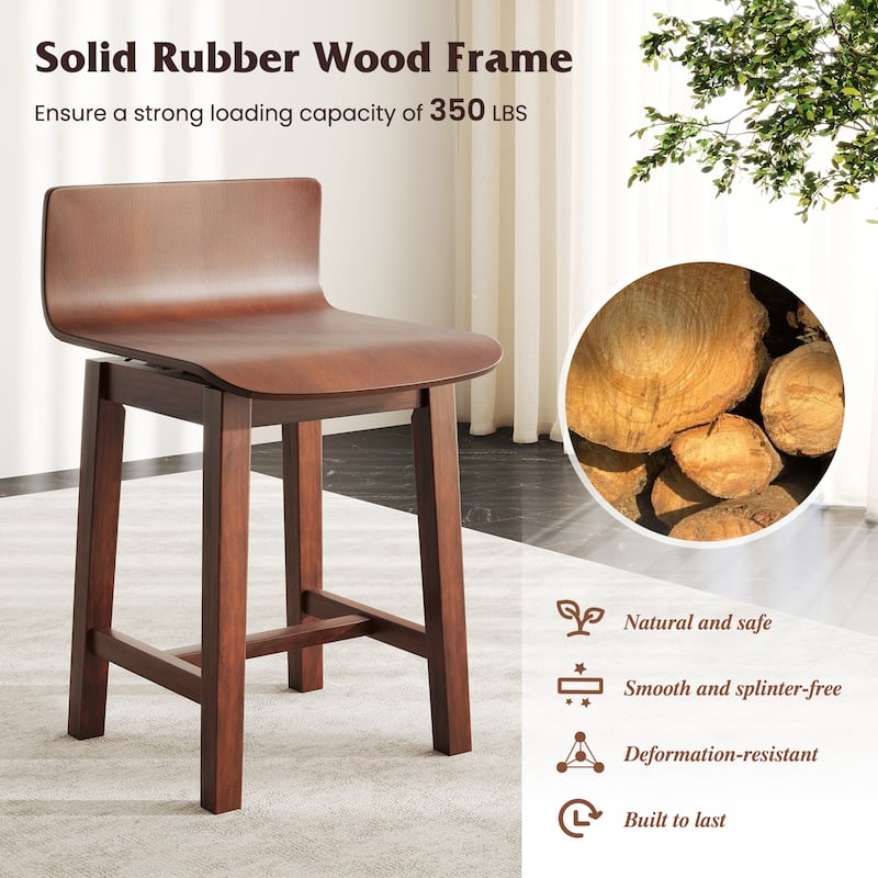 Gymax Swivel Dining Chair Set of 2 Farmhouse Wooden Kitchen Chairs