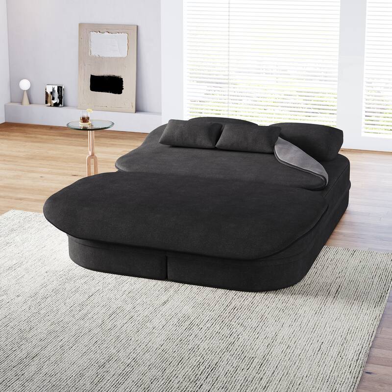 GDFStudio - Willoughby Chenille Foldable Sleeper Sofa Bed with Multi Functional Blanket