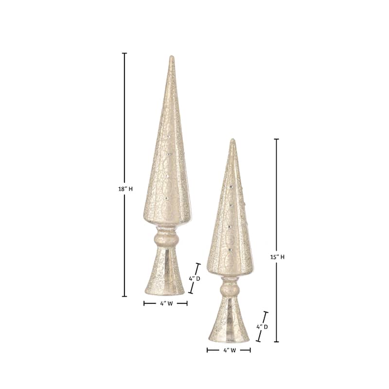 15-18" Mercury Glass Finial Tree Set of 2