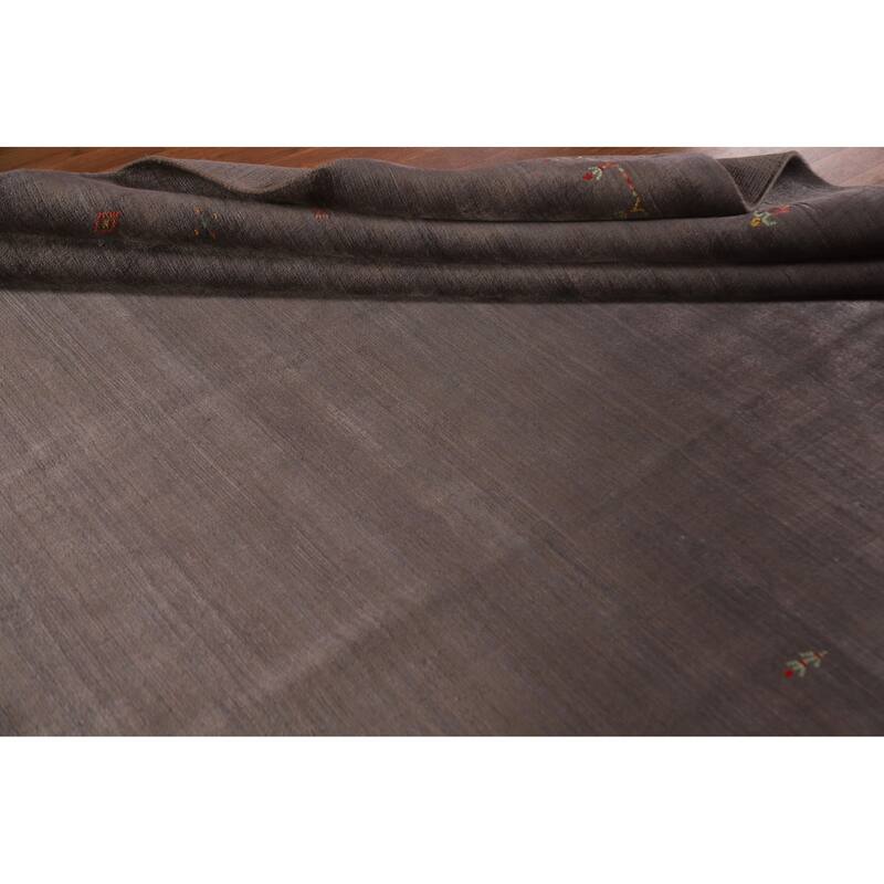 Brown Gabbeh Area Rug Handmade Wool Carpet - 8'1"x 9'10"