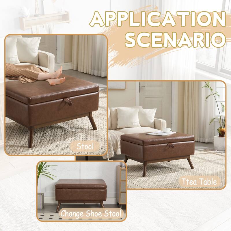 Versatile Mid-century Modern Storage Ottoman for Various Rooms